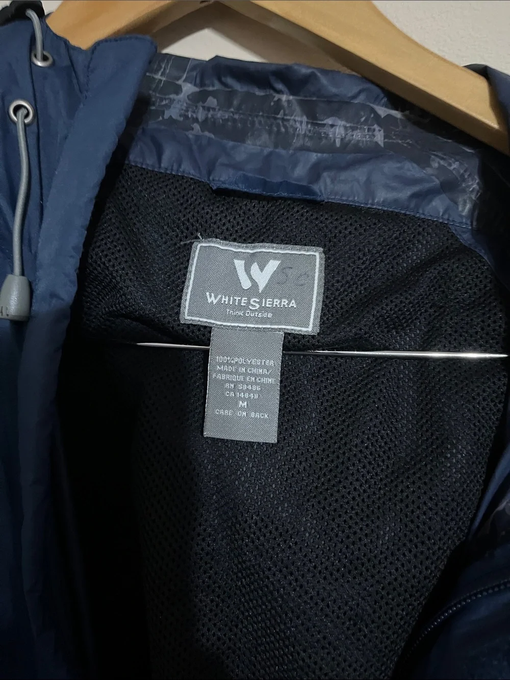 White Sierra Navy Blue Lightweight Packable Rain Jacket